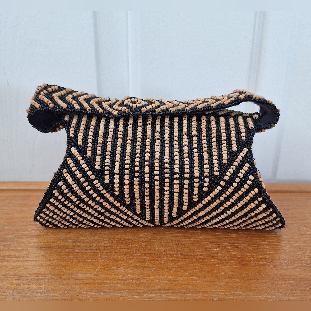 Vintage Arden B Cork Beaded Bag Novelty Quirky Boho Structural Artsy Y2K Mini